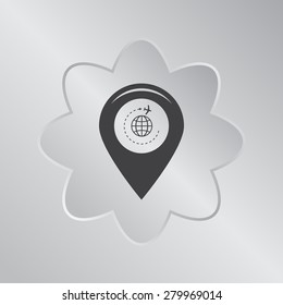 Map pointer with air plane icon.map pointer.vector illustration