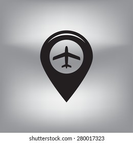Map pointer with air plane icon.map pointer.vector illustration