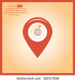 Map pointer with air plane icon.map pointer.vector illustration