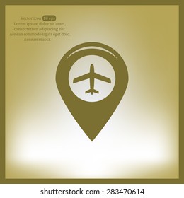 Map pointer with air plane icon.map pointer.vector illustration