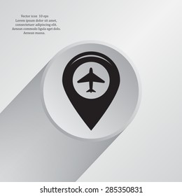 Map pointer with air plane icon.map pointer.vector illustration