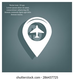Map pointer with air plane icon.map pointer.vector illustration