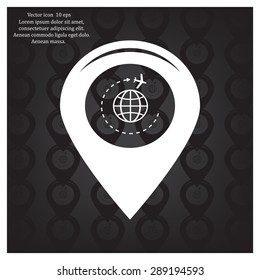 Map pointer with air plane icon.map pointer.vector illustration