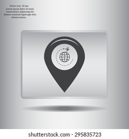 Map pointer with air plane icon.map pointer.vector illustration