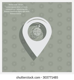 Map pointer with air plane icon.map pointer.vector illustration