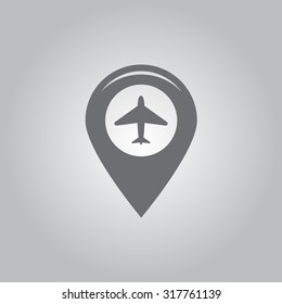 Map pointer with air plane icon.map pointer.vector illustration