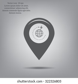 Map pointer with air plane icon.map pointer.vector illustration