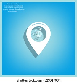 Map pointer with air plane icon.map pointer.vector illustration