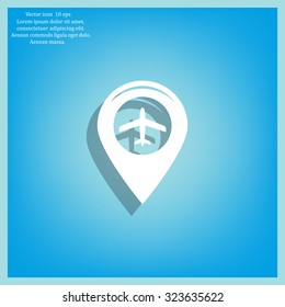 Map pointer with air plane icon.map pointer.vector illustration