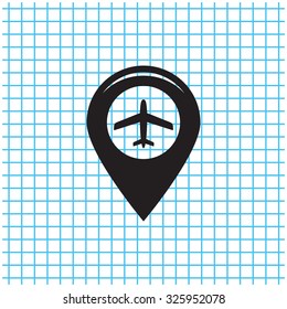 Map pointer with air plane icon.map pointer.vector illustration