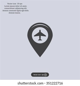 Map pointer with air plane icon.map pointer.vector illustration
