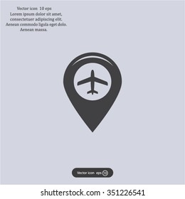Map pointer with air plane icon.map pointer.vector illustration
