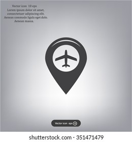 Map pointer with air plane icon.map pointer.vector illustration