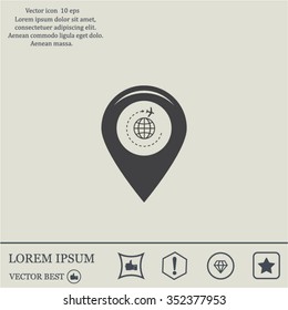 Map pointer with air plane icon.map pointer.vector illustration