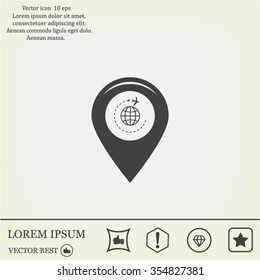 Map pointer with air plane icon.map pointer.vector illustration