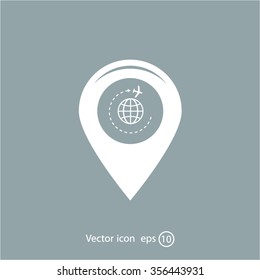 Map pointer with air plane icon.map pointer.vector illustration