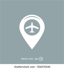 Map pointer with air plane icon.map pointer.vector illustration