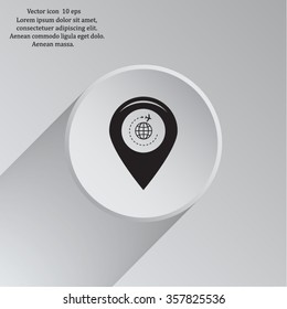Map pointer with air plane icon.map pointer.vector illustration