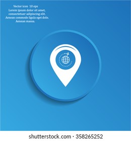 Map pointer with air plane icon.map pointer.vector illustration