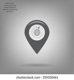 Map pointer with air plane icon.map pointer.vector illustration