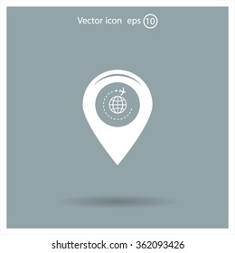 Map pointer with air plane icon.map pointer.vector illustration