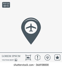 Map pointer with air plane icon.map pointer.vector illustration