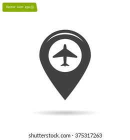 Map pointer with air plane icon.map pointer.vector illustration