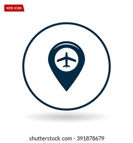 Map pointer with air plane icon.map pointer.vector illustration