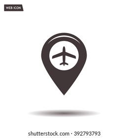 Map pointer with air plane icon.map pointer.vector illustration
