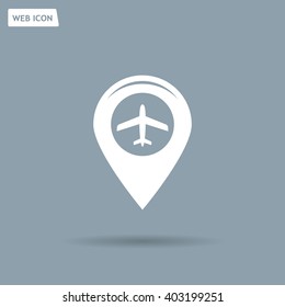 Map pointer with air plane icon.map pointer.vector illustration