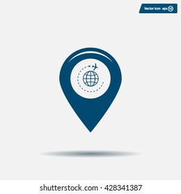 Map pointer with air plane icon.map pointer.vector illustration