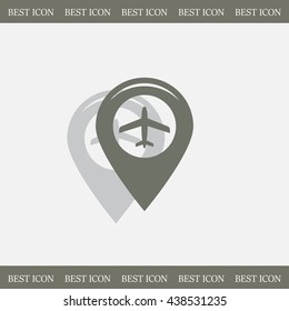 Map pointer with air plane icon.map pointer.vector illustration