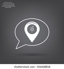 Map pointer with air plane icon.map pointer.vector illustration