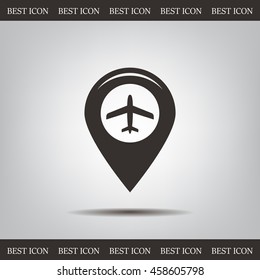 Map pointer with air plane icon.map pointer.vector illustration