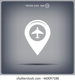 Map pointer with air plane icon.map pointer.vector illustration