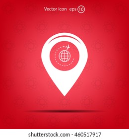 Map pointer with air plane icon.map pointer.vector illustration