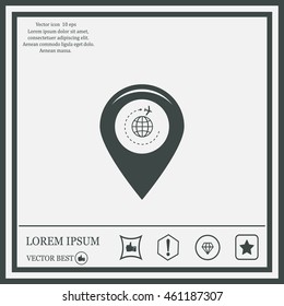 Map pointer with air plane icon.map pointer.vector illustration