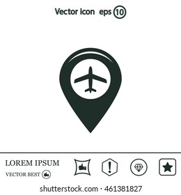 Map pointer with air plane icon.map pointer.vector illustration