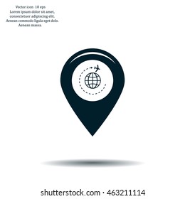Map pointer with air plane icon.map pointer.vector illustration