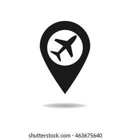 Map pointer with air plane icon vector