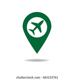 Map pointer with air plane icon vector