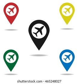 Map pointer with air plane icon vector
