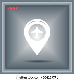 Map pointer with air plane icon.map pointer.vector illustration