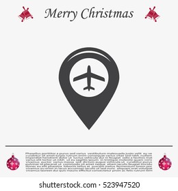 Map pointer with air plane icon.map pointer.vector illustration