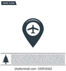 Map pointer with air plane icon.map pointer.vector illustration