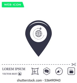 Map pointer with air plane icon.map pointer.vector illustration