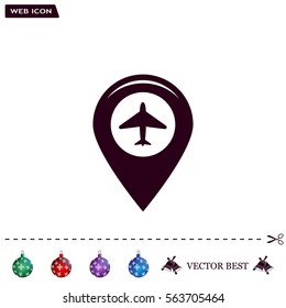 Map pointer with air plane icon.map pointer.vector illustration