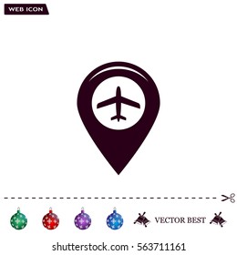 Map pointer with air plane icon.map pointer.vector illustration
