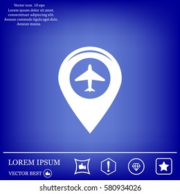 Map pointer with air plane icon.map pointer.vector illustration