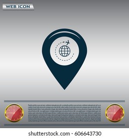 Map pointer with air plane icon.map pointer.vector illustration